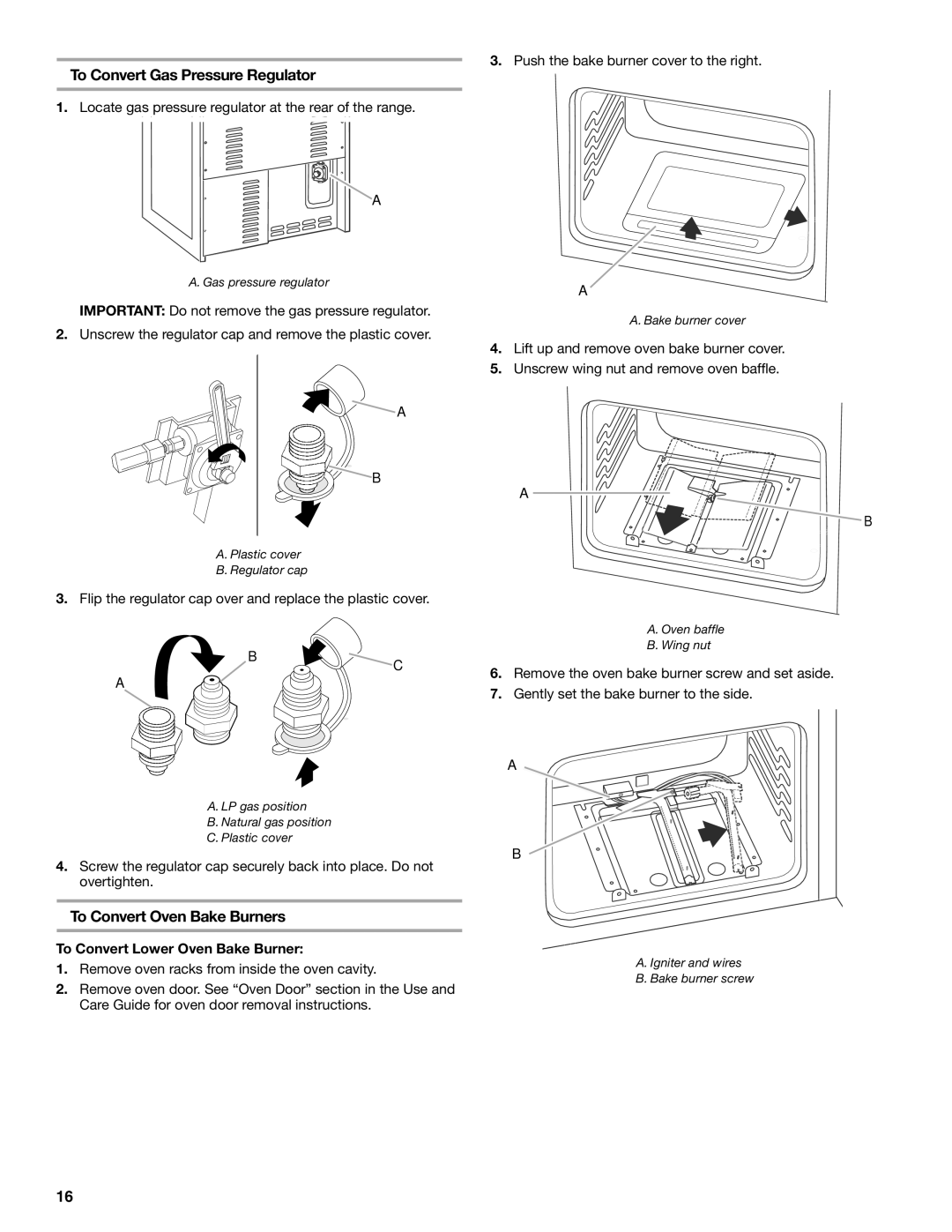 Whirlpool W10526071A installation instructions LP gas position Natural gas position Plastic cover 