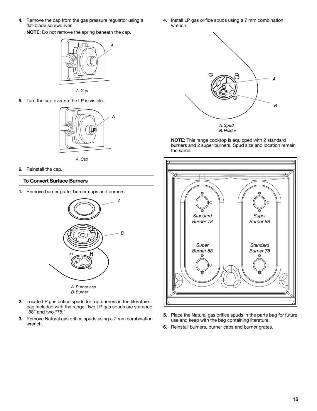 Whirlpool W10531342A installation instructions To Convert Surface Burners 