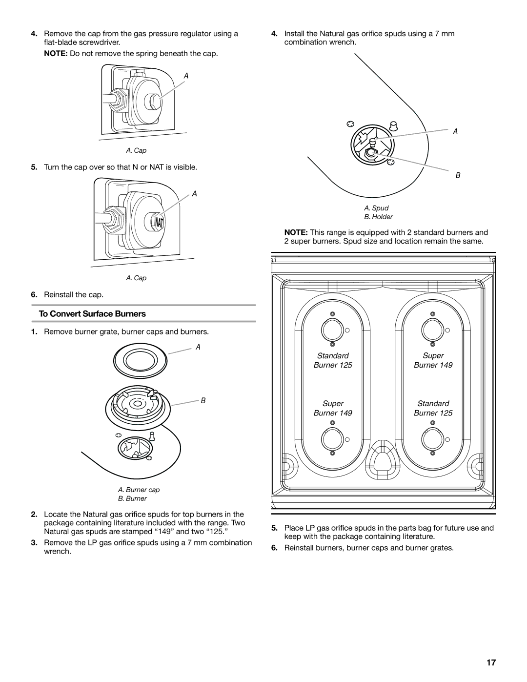 Whirlpool W10531342A installation instructions Turn the cap over so that N or NAT is visible 