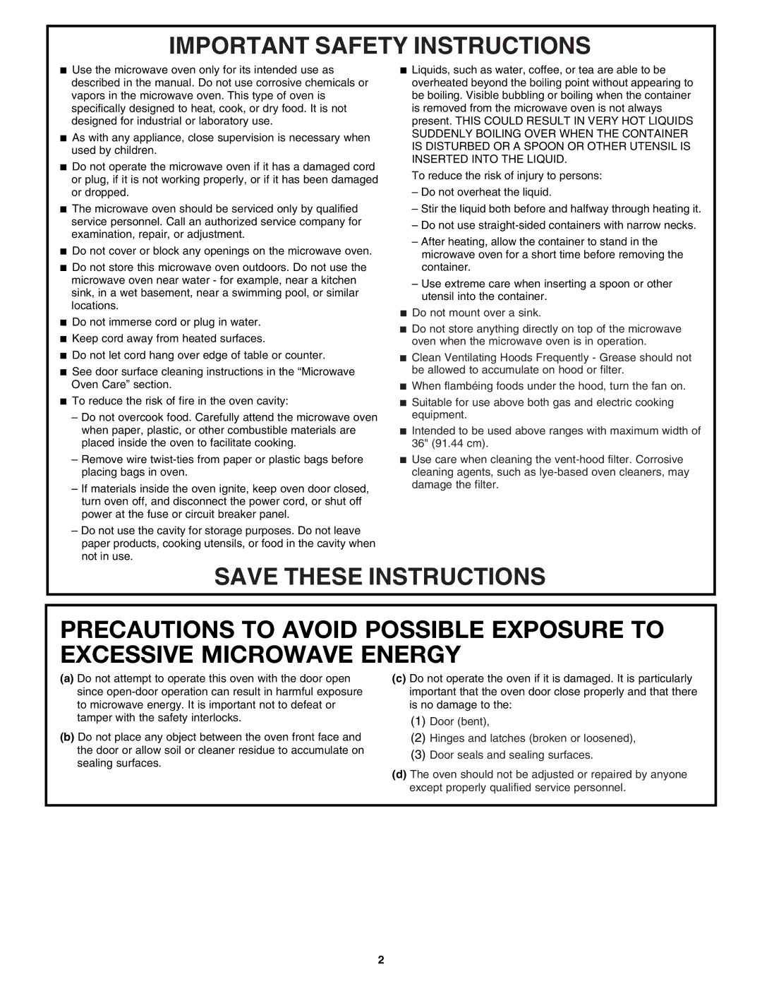 Whirlpool W10545080A important safety instructions Important Safety Instructions 