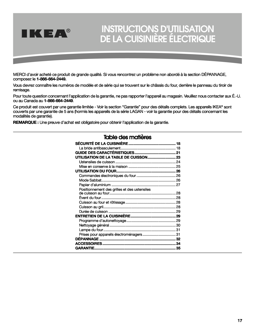 Whirlpool W10545225B warranty Instructions Dutilisation De La Cuisinière Électrique, Table des matières 