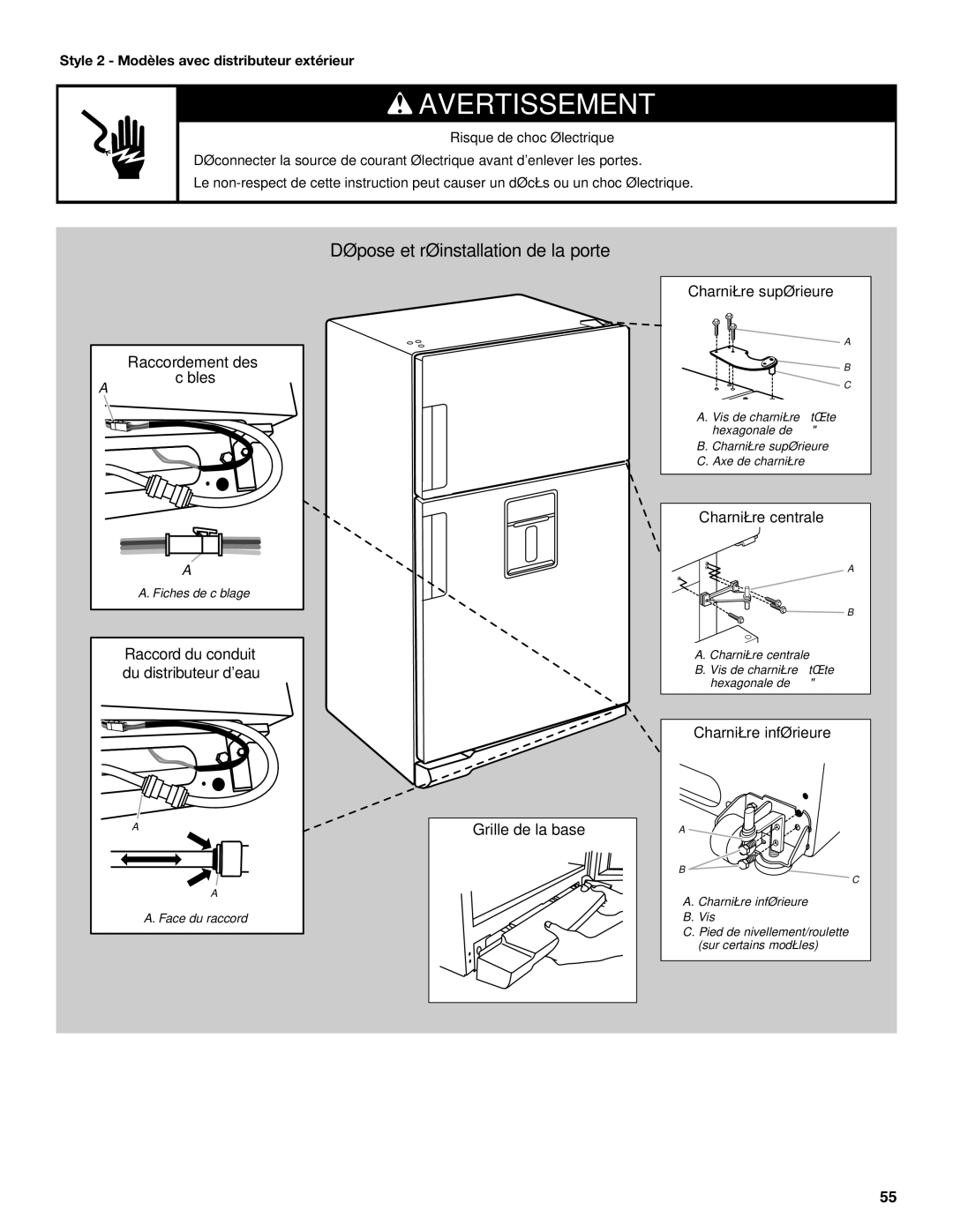 Whirlpool W10551728A installation instructions Raccordement des 