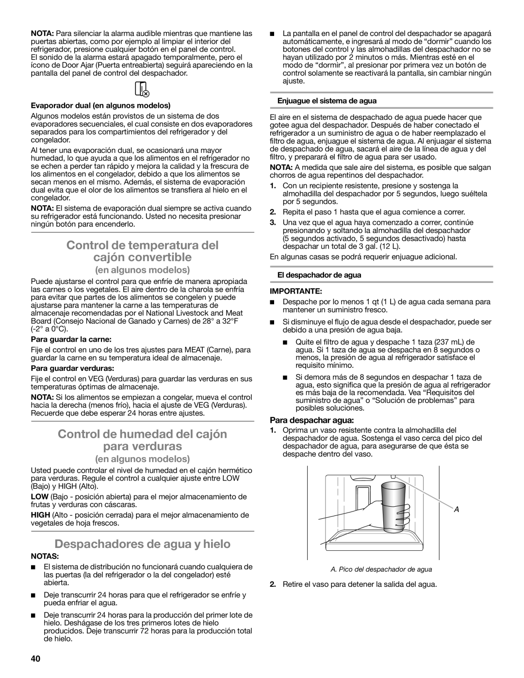 Whirlpool W10632883A Control de temperatura del Cajón convertible, Control de humedad del cajón Para verduras 