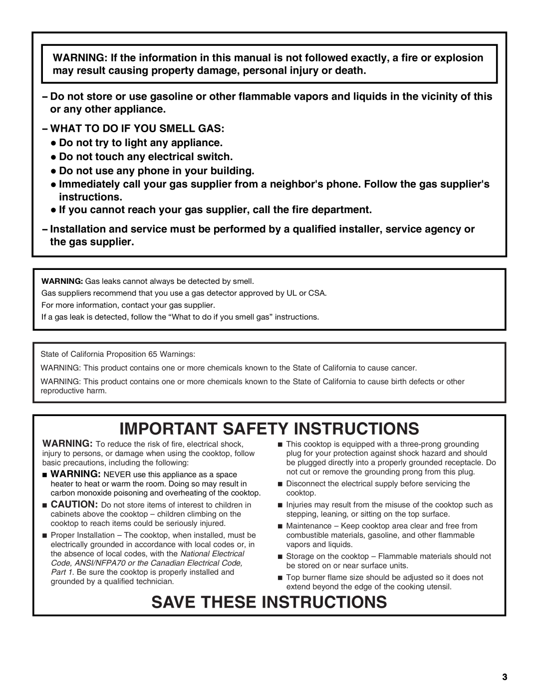 Whirlpool GLT3657RB, W3CG3014XB manual Important Safety Instructions, Save These Instructions 