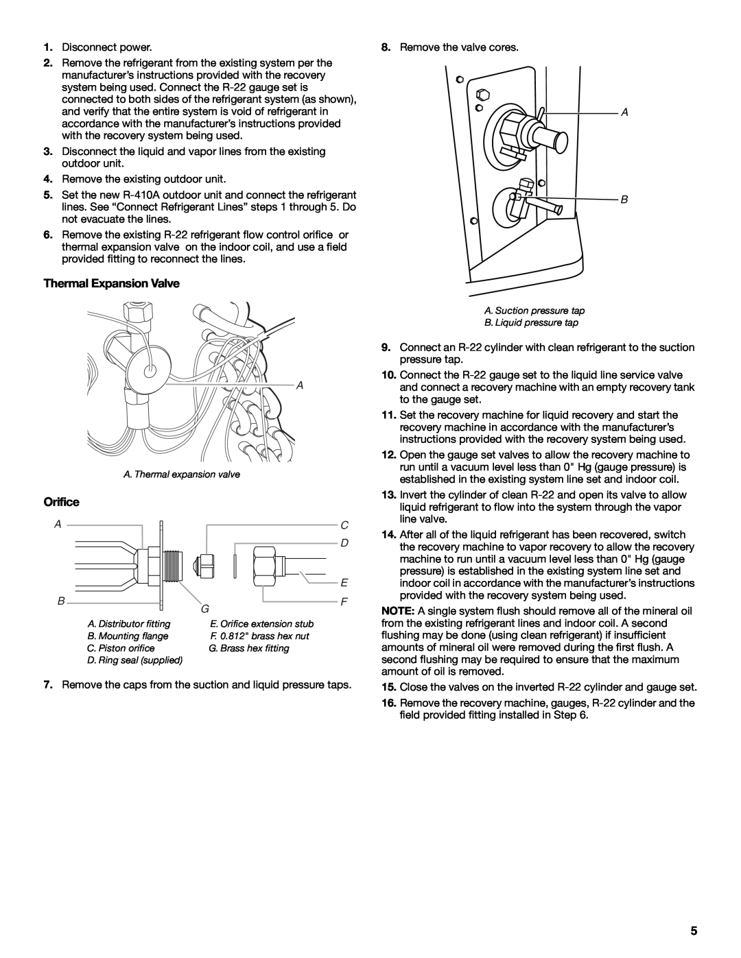 Whirlpool W4GH6 installation instructions Thermal Expansion Valve, Orifice 