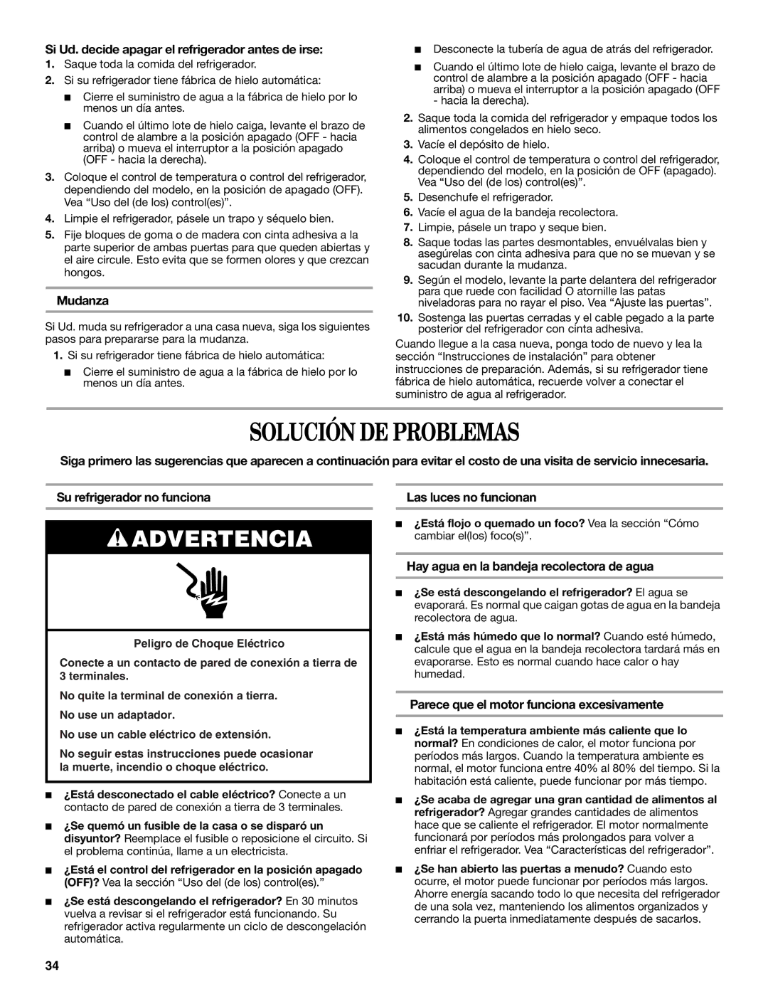 Whirlpool W8TXNWMWB, W8TXEGFYB, W8TXNGFWT, W8TXNGMWQ, W8TXNWFWT, W8TXNGFWQ, W8TXNGFWB, W8TXEGFYQ, W8RXEGMWS Solución DE Problemas 