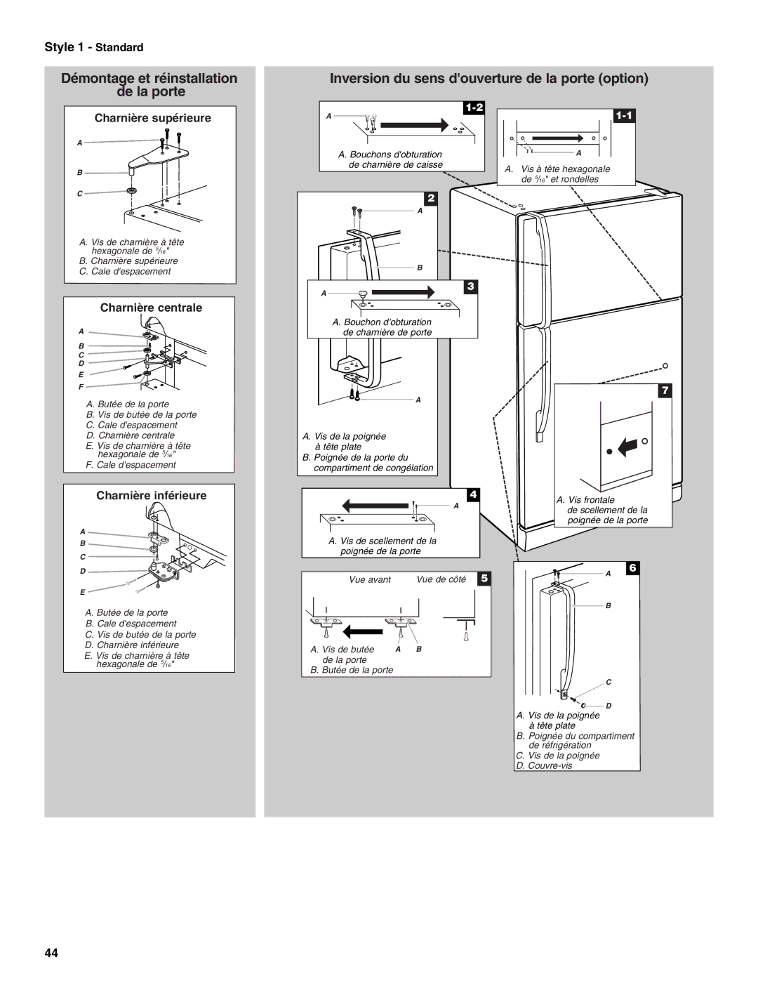 Whirlpool W6TXNWFWQ, W8TXNWMWB, W8TXEGFYB, W8TXNGFWT, W8TXNGMWQ, W8TXNWFWT Inversion du sens douverture de la porte option 