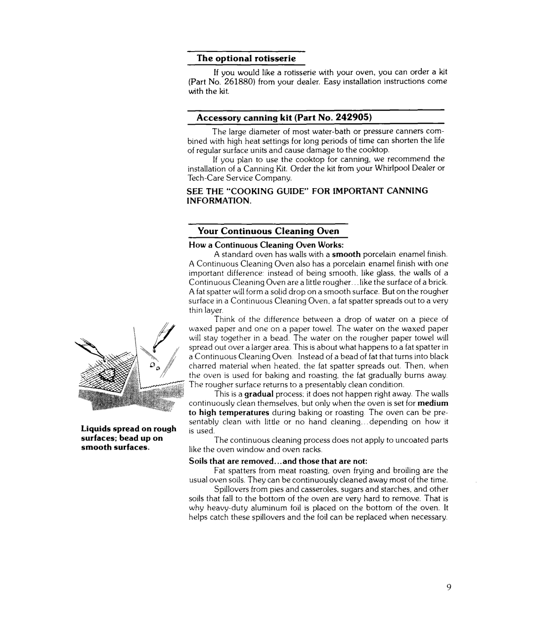 Whirlpool WE-345P manual See the Cooking Guide for Important Canning Information 