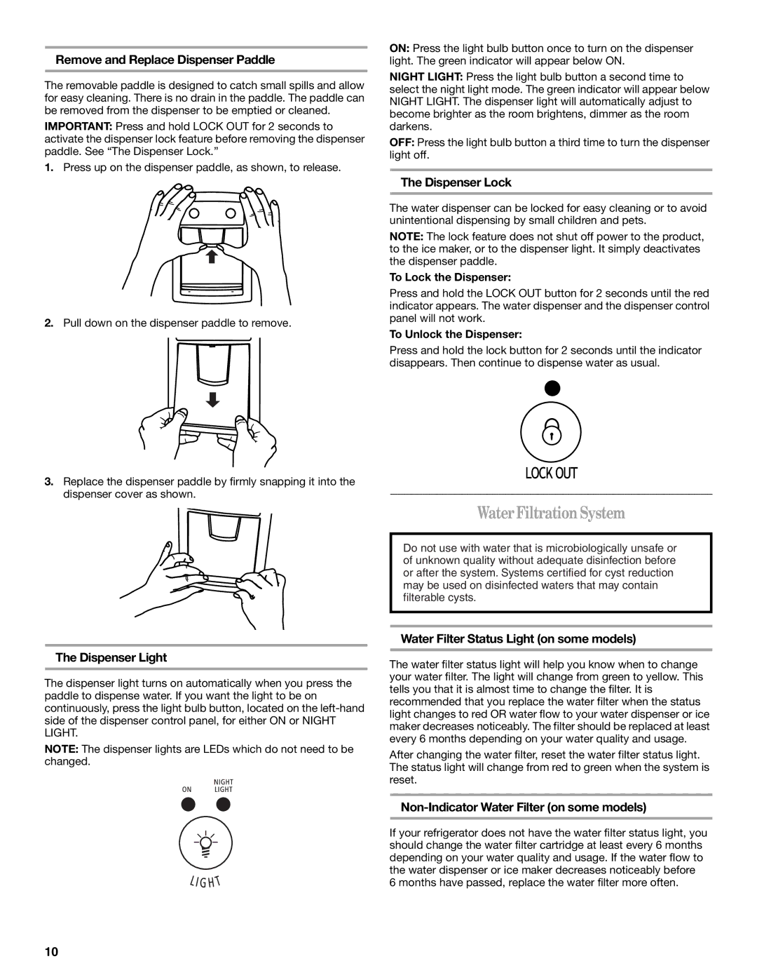 Whirlpool WF-L200V, WF-NL120V installation instructions Water Filtration System 