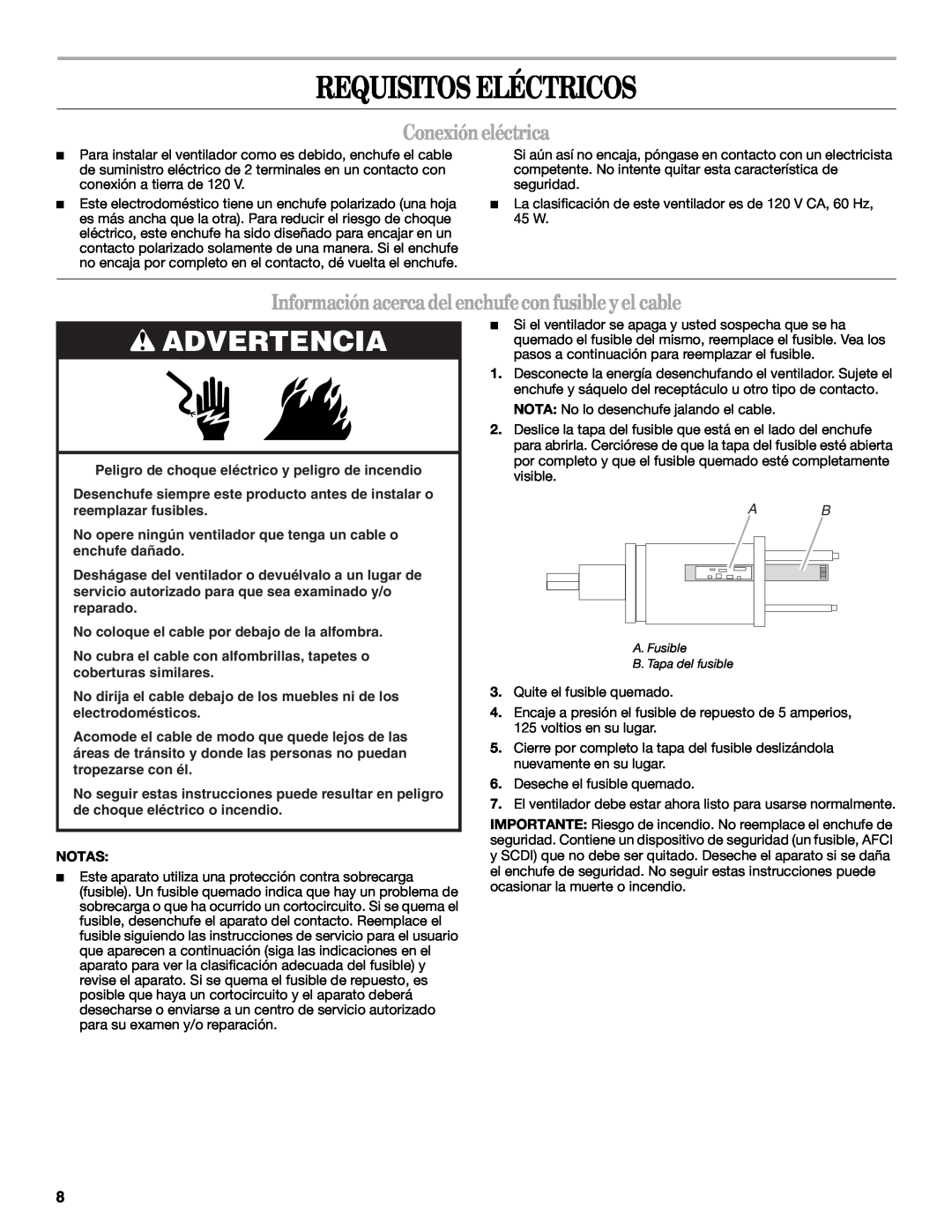 Whirlpool WF4235ER1 manual Requisitos Eléctricos, Advertencia, Conexióneléctrica 
