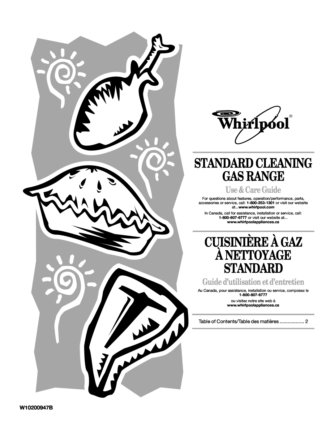 Whirlpool WFG231LVB, WFG231LVS manual Standard Cleaning Gas Range, Cuisinière À Gaz À Nettoyage Standard, Use & Care Guide 