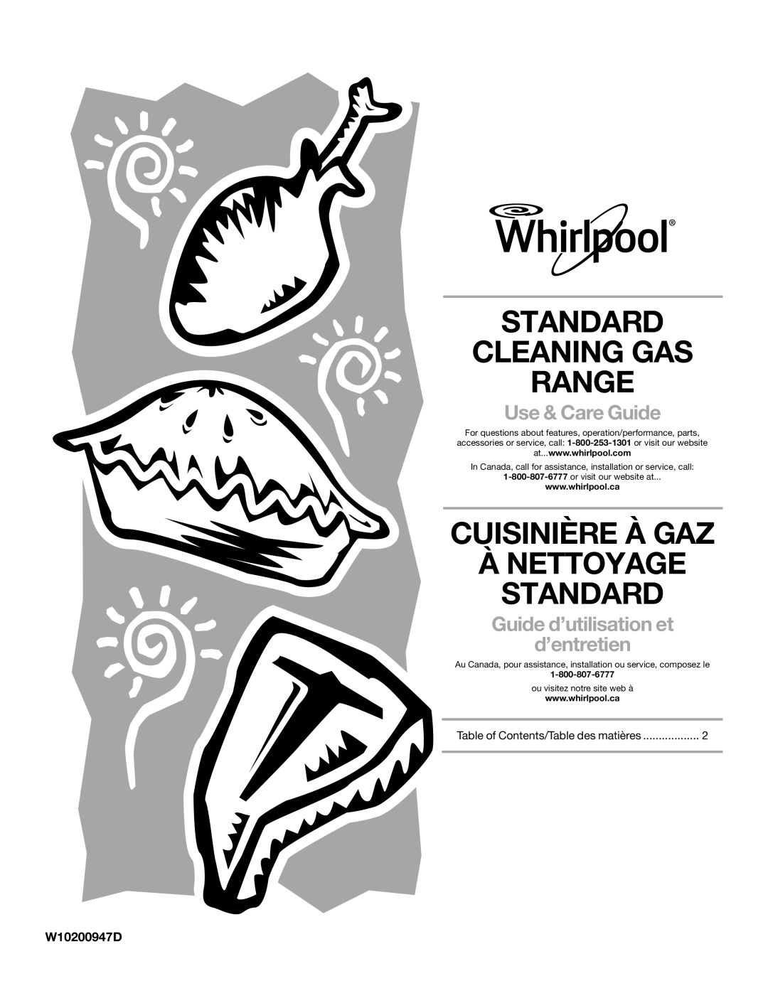 Whirlpool WFG231LVS manual Cuisinière À GAZ Nettoyage Standard, W10200947D 