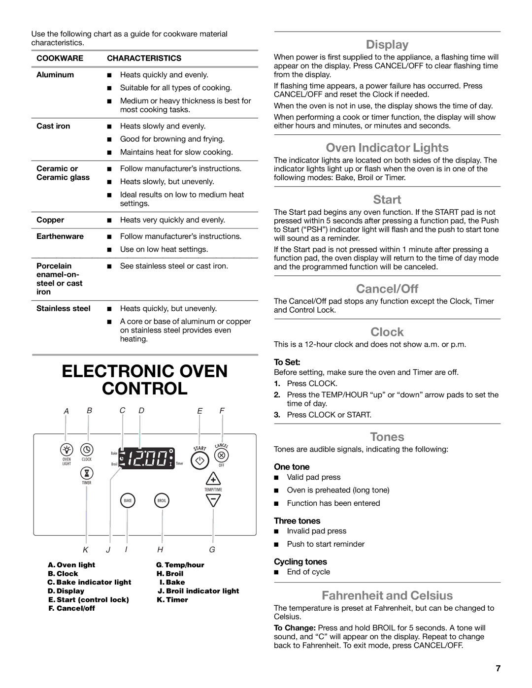 Whirlpool WFG231LVS manual Electronic Oven Control 