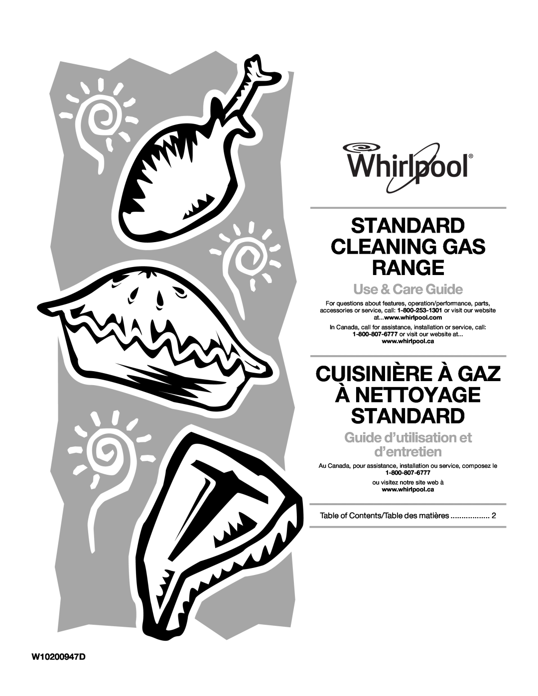 Whirlpool WFG231LVB, WFG231LVS manual Standard Cleaning Gas Range, Cuisinière À Gaz À Nettoyage Standard, Use & Care Guide 