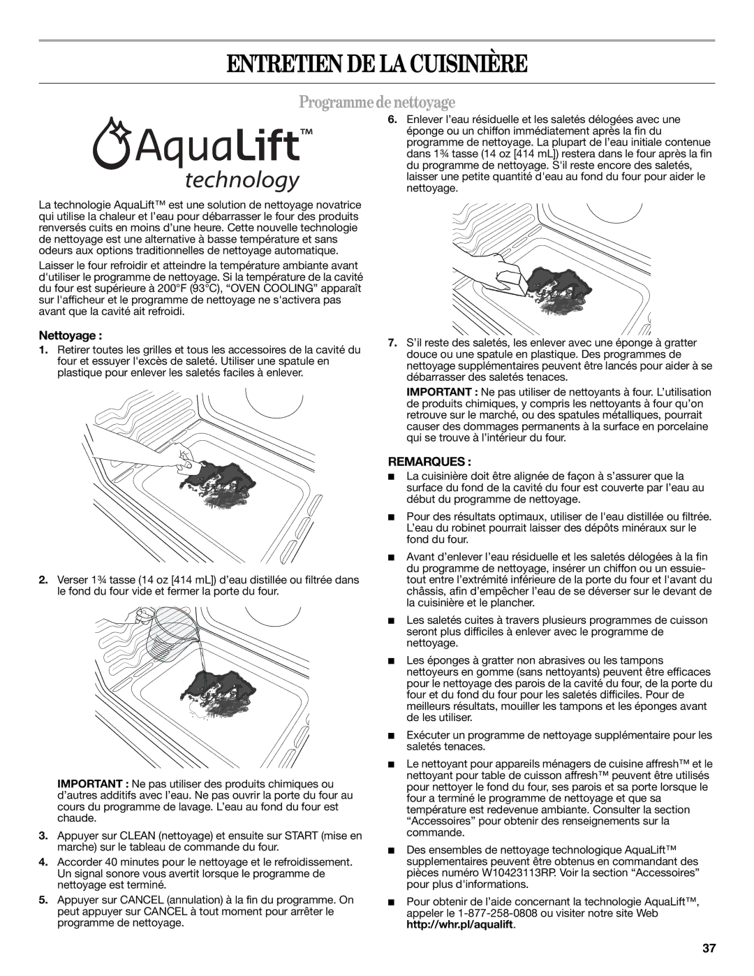 Whirlpool WFG710H0AH warranty Entretien DE LA Cuisinière, Programme de nettoyage 