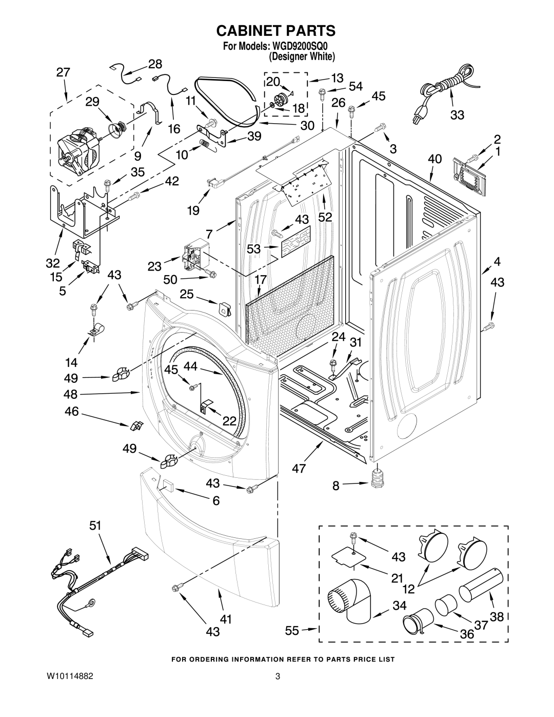 Whirlpool WGD9200SQ0 manual Cabinet Parts 