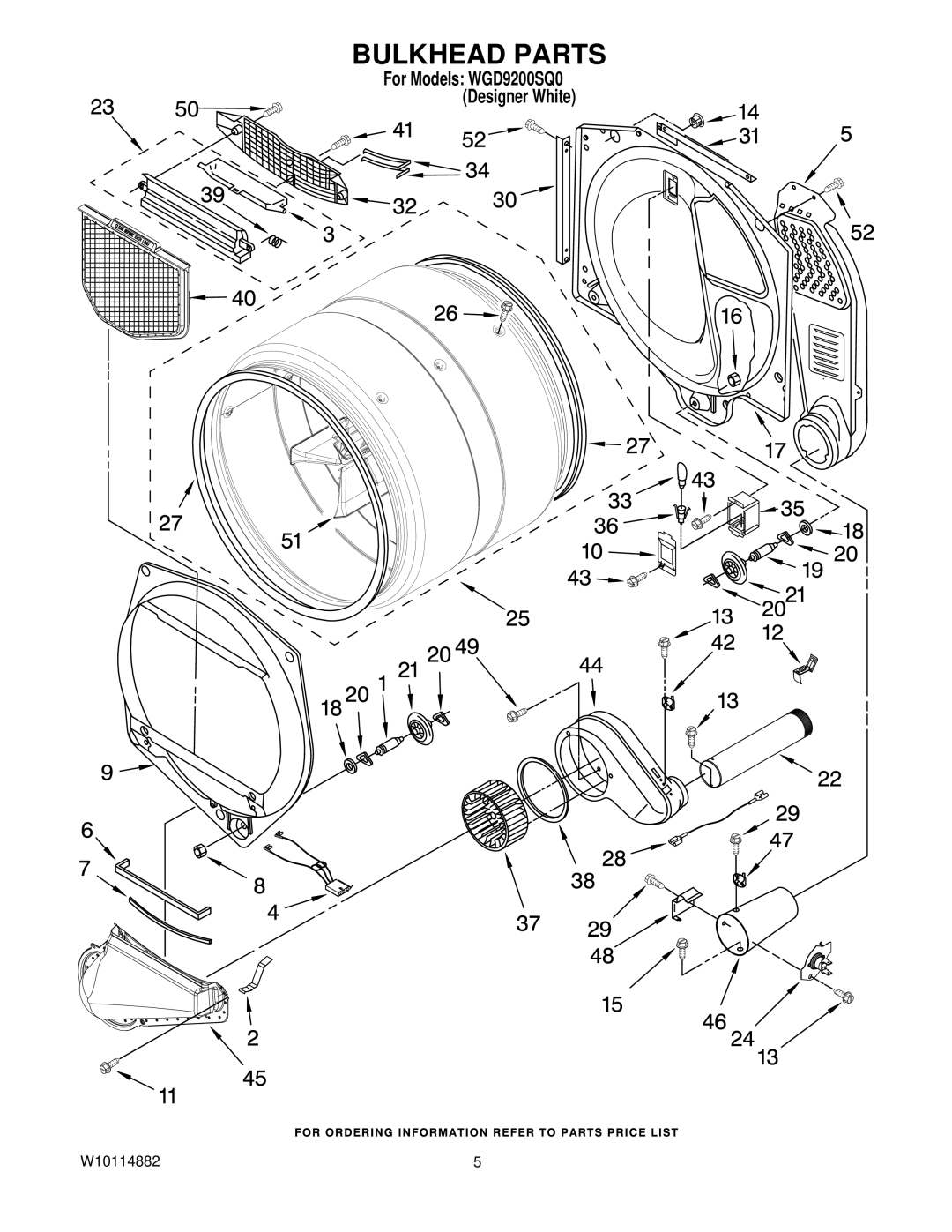 Whirlpool WGD9200SQ0 manual Bulkhead Parts 