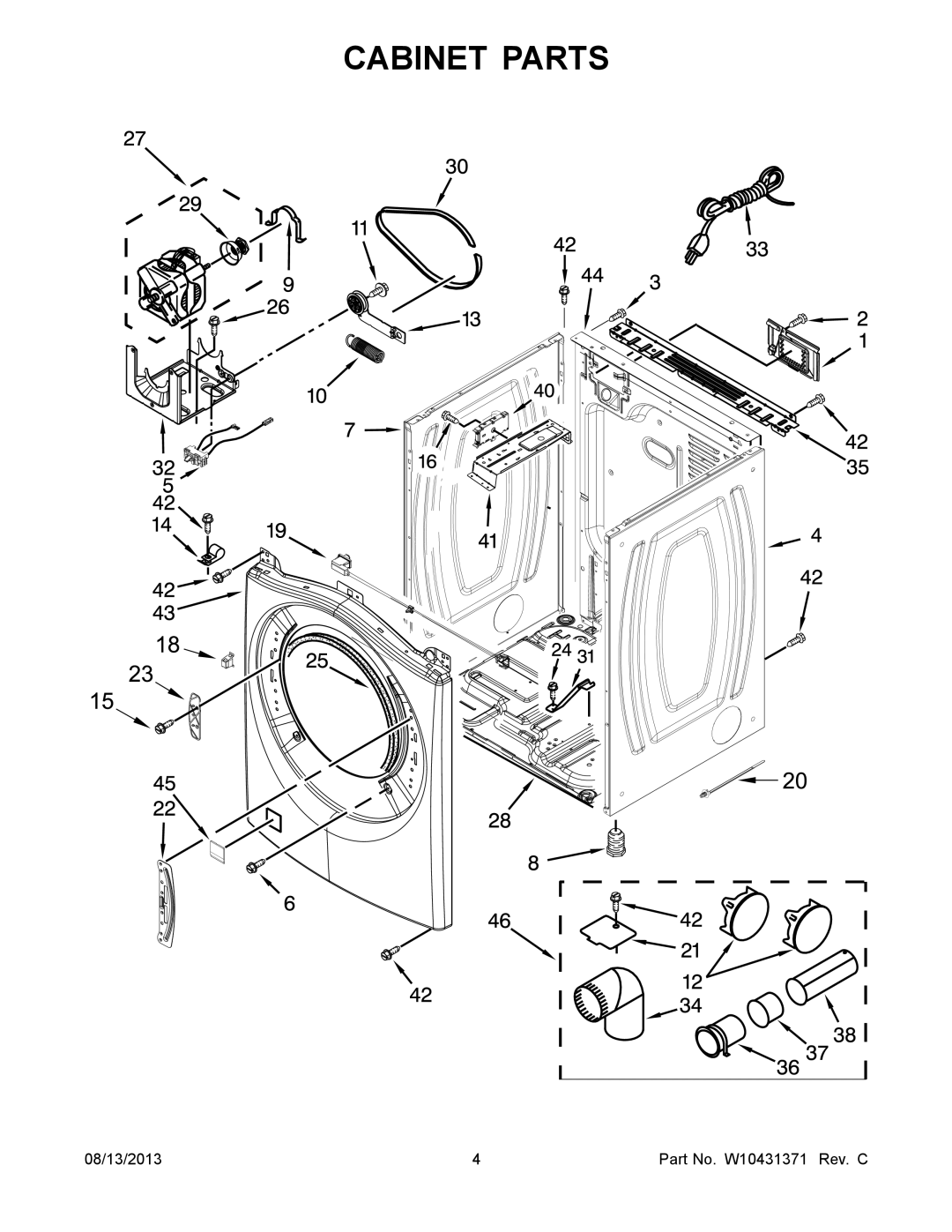 Whirlpool WGD94HEXW1, WGD94HEXL1, WGD94HEXR1 manual Cabinet Parts 