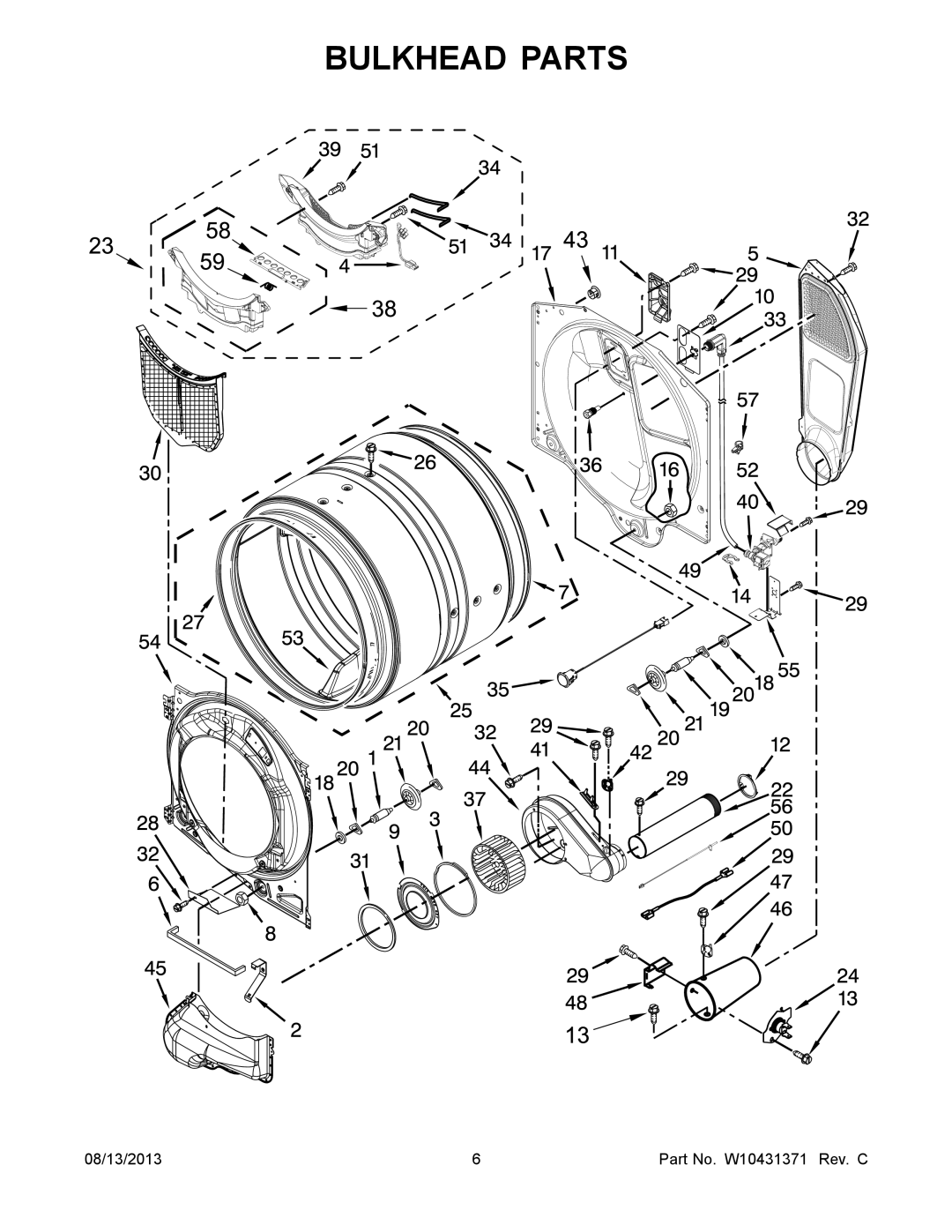 Whirlpool WGD94HEXL1, WGD94HEXW1, WGD94HEXR1 manual Bulkhead Parts 