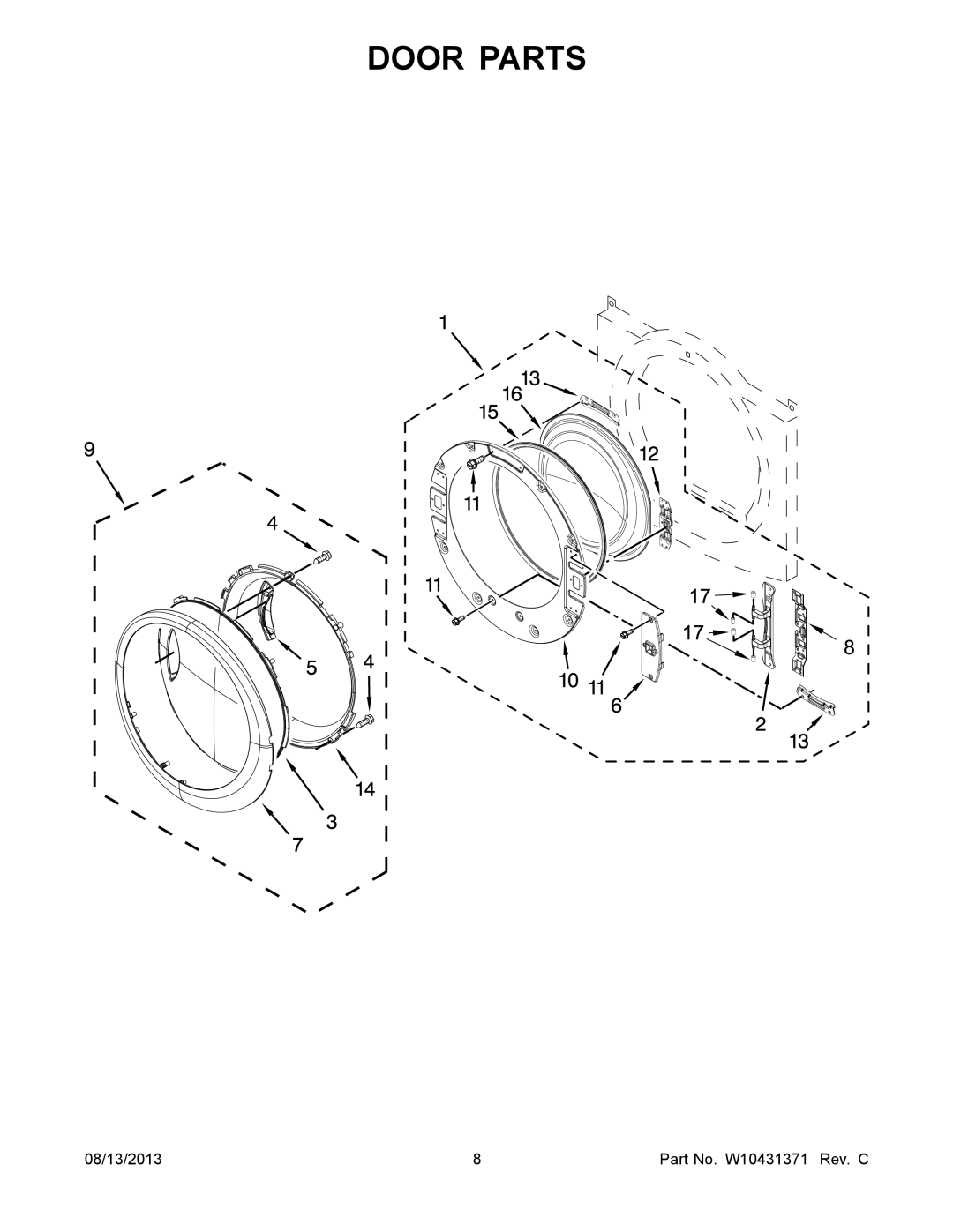 Whirlpool WGD94HEXR1, WGD94HEXL1, WGD94HEXW1 manual Door Parts 