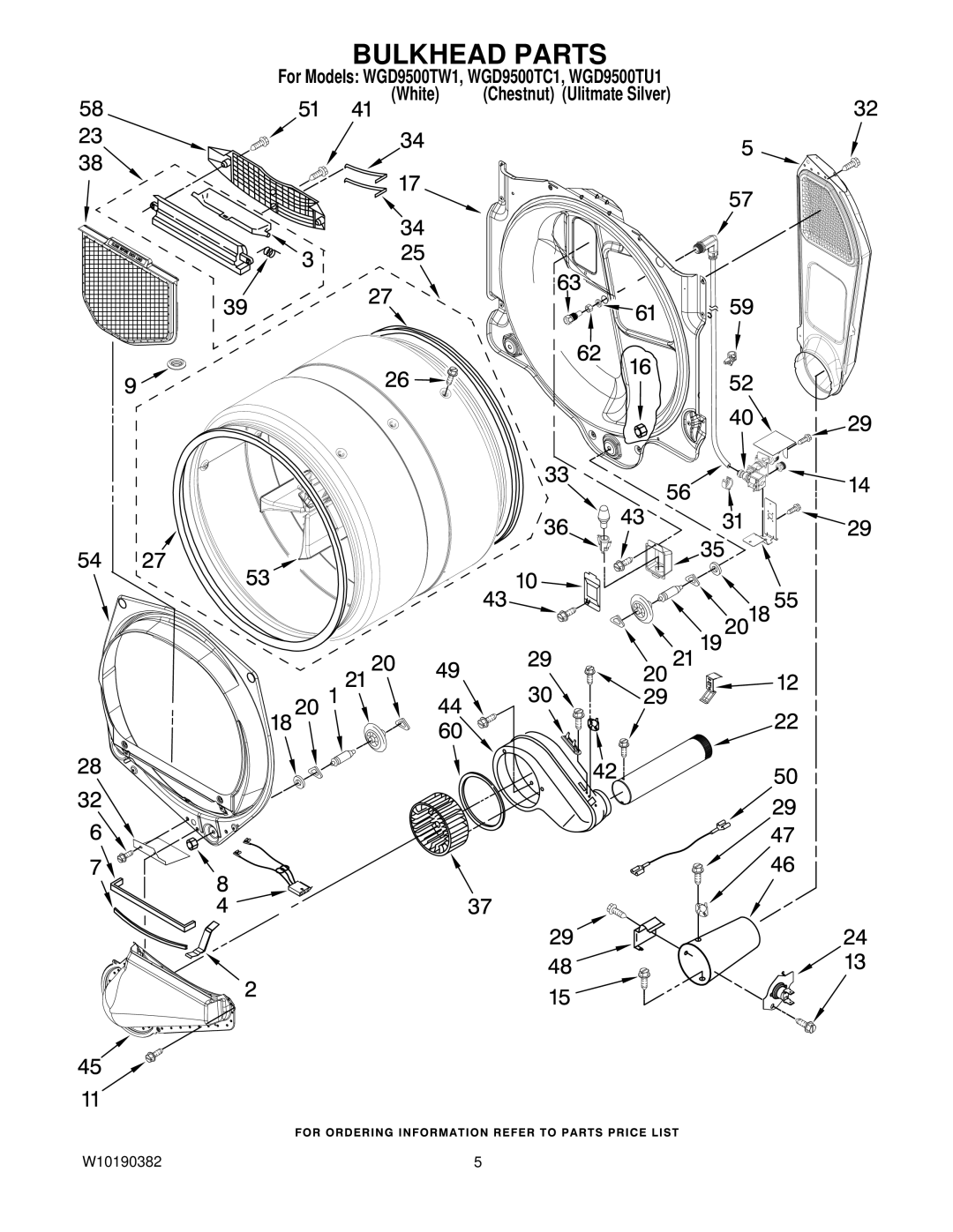 Whirlpool WGD9500TU1, WGD9500TC1, WGD9500TW1 manual Bulkhead Parts 