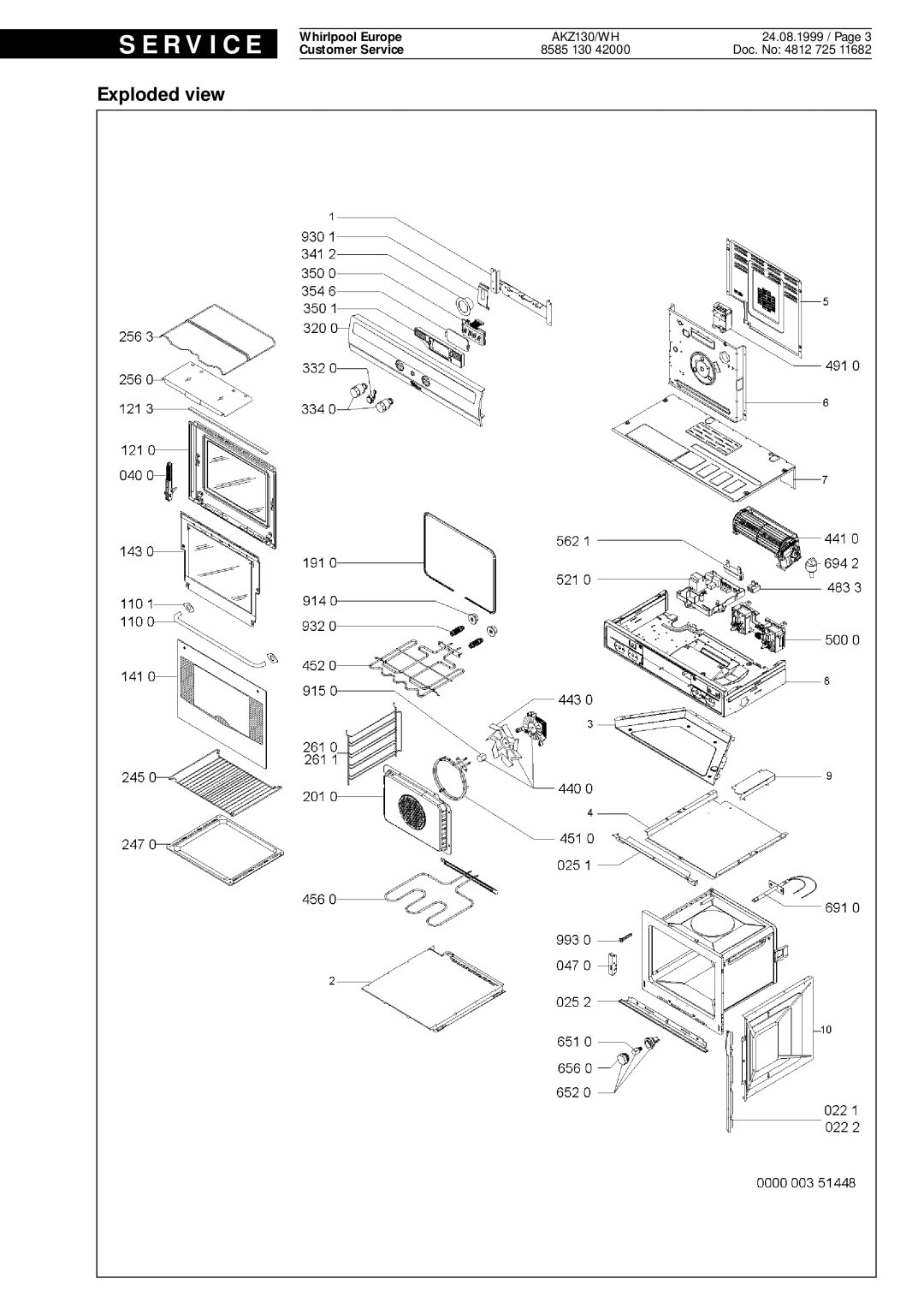 Whirlpool WH, akz130 wh, AKZ130 service manual Exploded view 