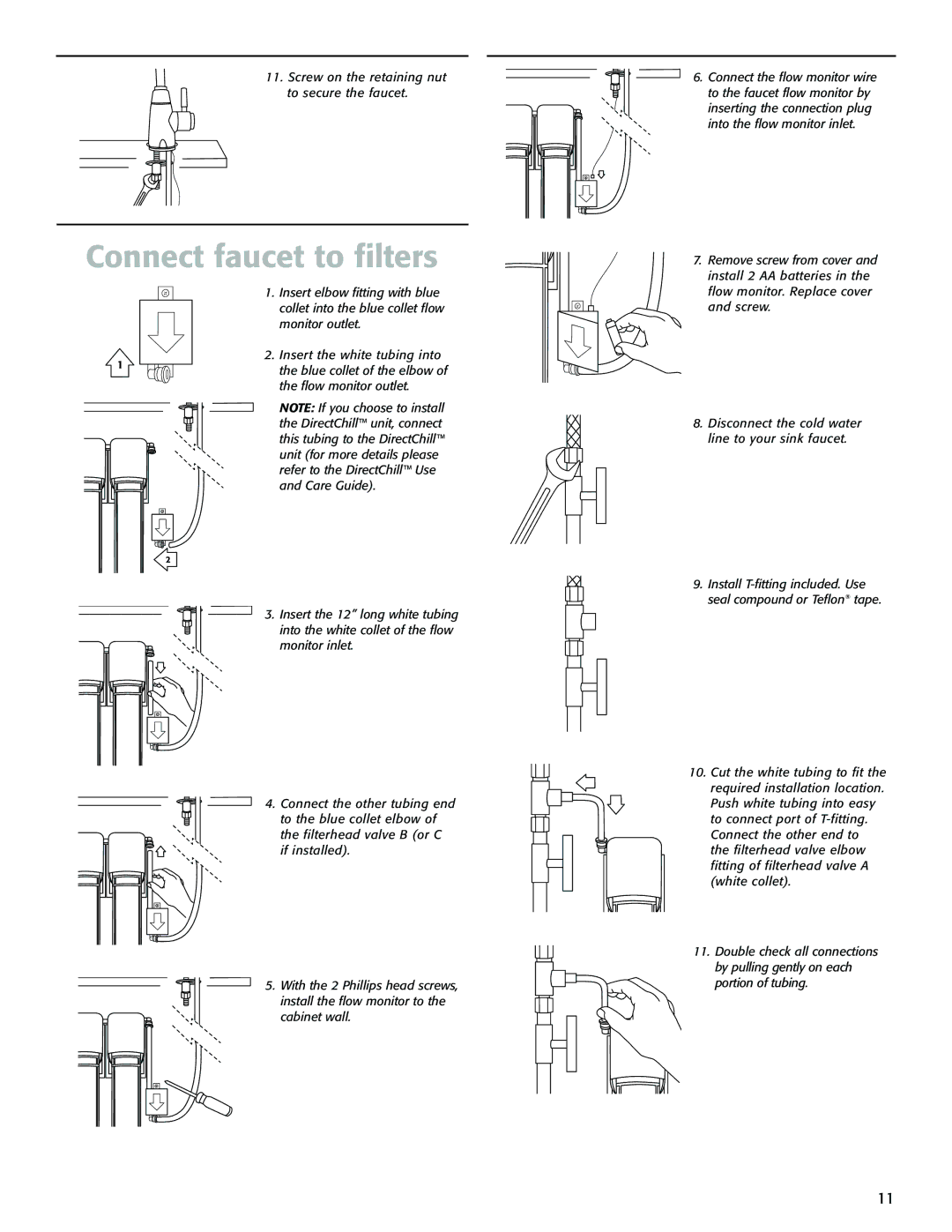 Whirlpool WHAF-0435AC, WHAB-6015, WHAB-6013, WHAB-6014, WHAF-0335AB, WHAB-6012 Connect faucet to filters 