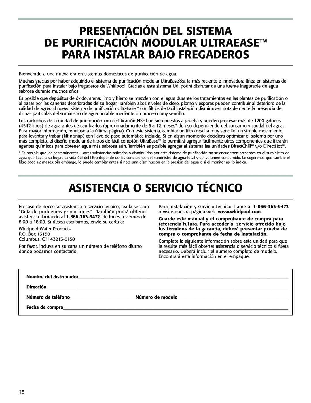 Whirlpool WHAB-6015, WHAB-6013, WHAB-6014 Asistencia O Servicio Técnico, Encontrará esta información en el empaque 