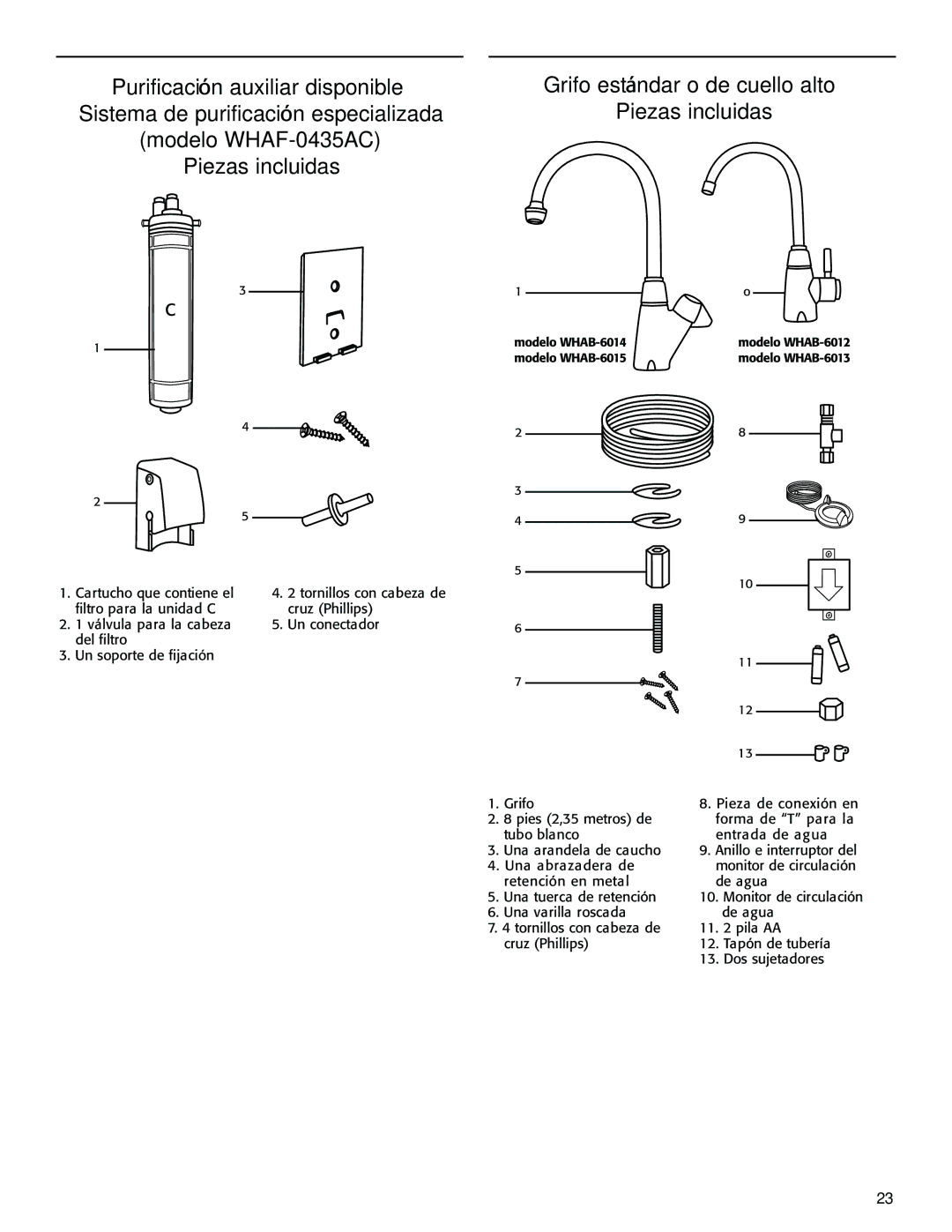 Whirlpool WHAF-0435AC, WHAB-6015, WHAB-6013, WHAB-6014, WHAF-0335AB, WHAB-6012 Cartucho que contiene el 