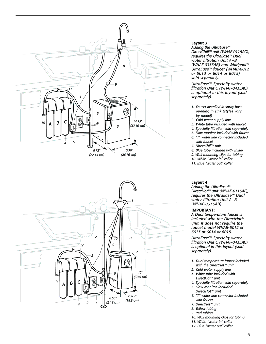 Whirlpool WHAF-0435AC, WHAB-6015, WHAB-6013, WHAB-6014, WHAF-0335AB, WHAB-6012 installation instructions DirectChill unit 