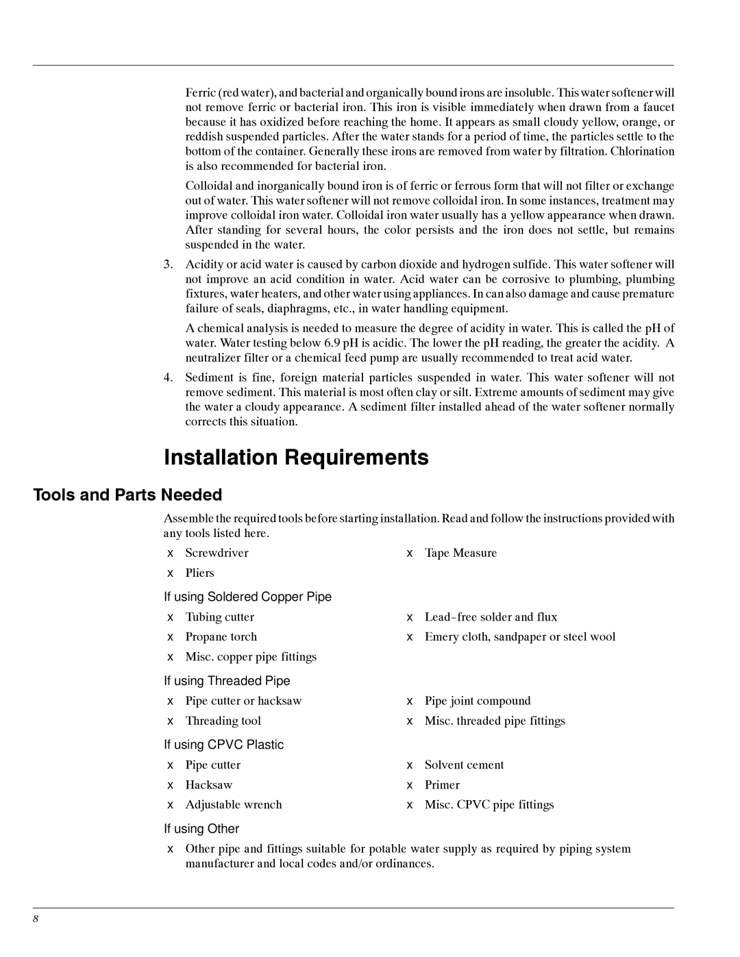 Whirlpool WHES30, WHES20 manual Installation Requirements, Tools and Parts Needed 