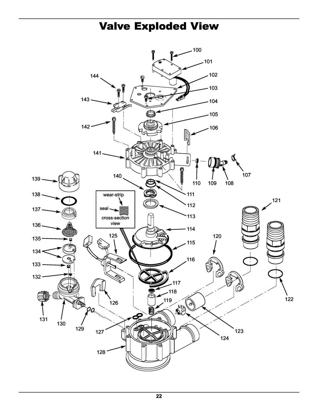 Whirlpool WHES40 operation manual Valve Exploded View, seal, cross-section, view 