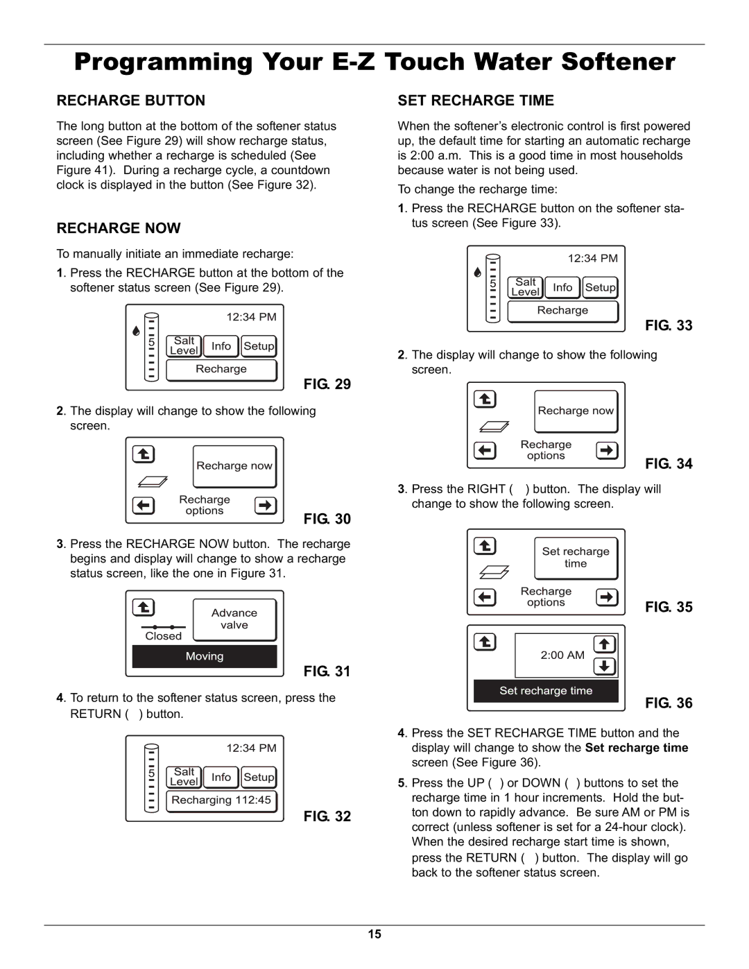 Whirlpool WHES48 operation manual Recharge Button, Recharge NOW, SET Recharge Time 