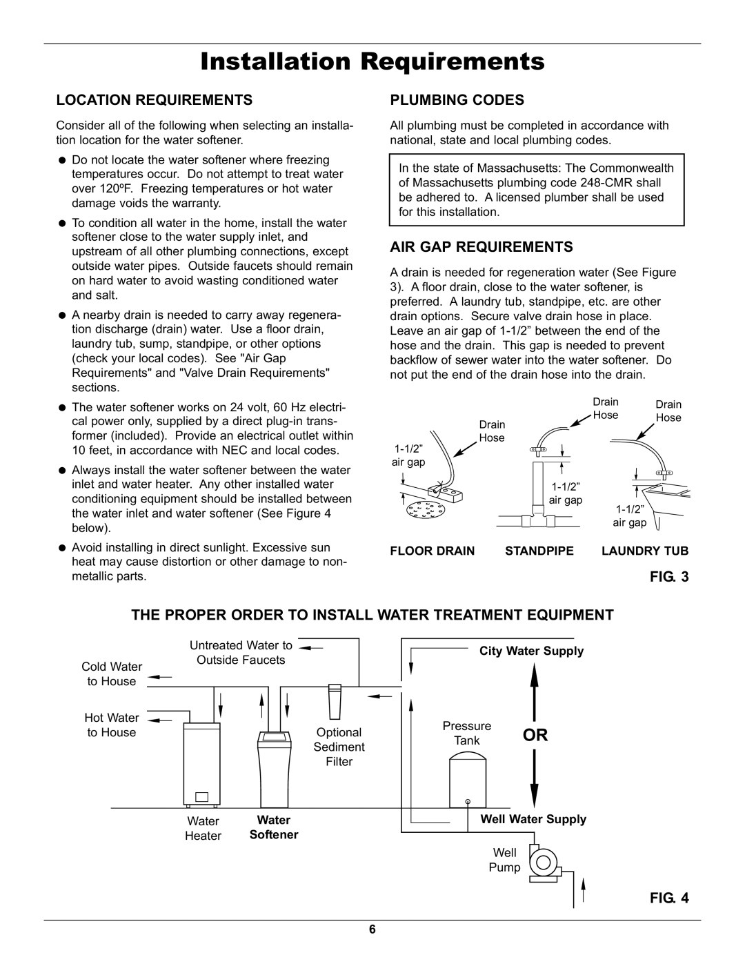 Whirlpool WHES48 operation manual Installation Requirements, Location Requirements, Plumbing Codes, AIR GAP Requirements 