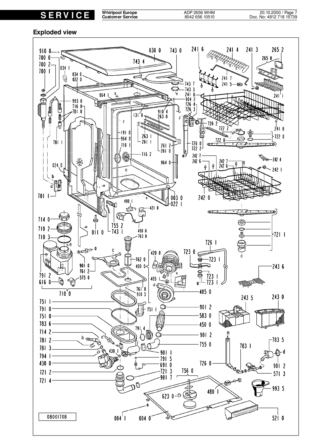 Whirlpool ADP 2656 WHM service manual Exploded view 