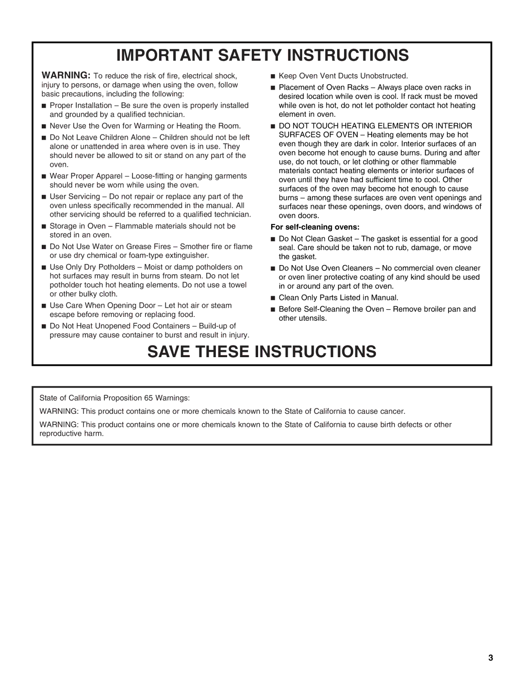 Whirlpool WOC54EC7AS, WOC54EC0AW, WOC54EC7AB, WOC54EC0AS, KEMS309BSS manual Important Safety Instructions 