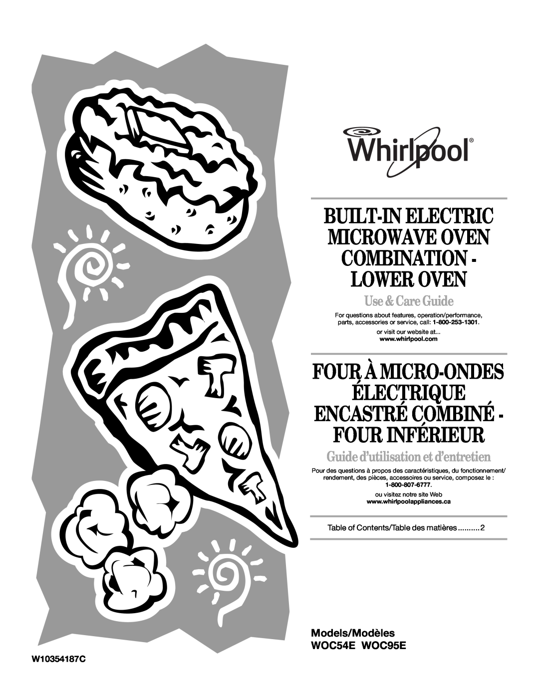 Whirlpool WOC54EC7AB manual WOC54E WOC95E, W10354187C, Électrique, Four Inférieur, Encastré Combiné, Four À Micro-Ondes 