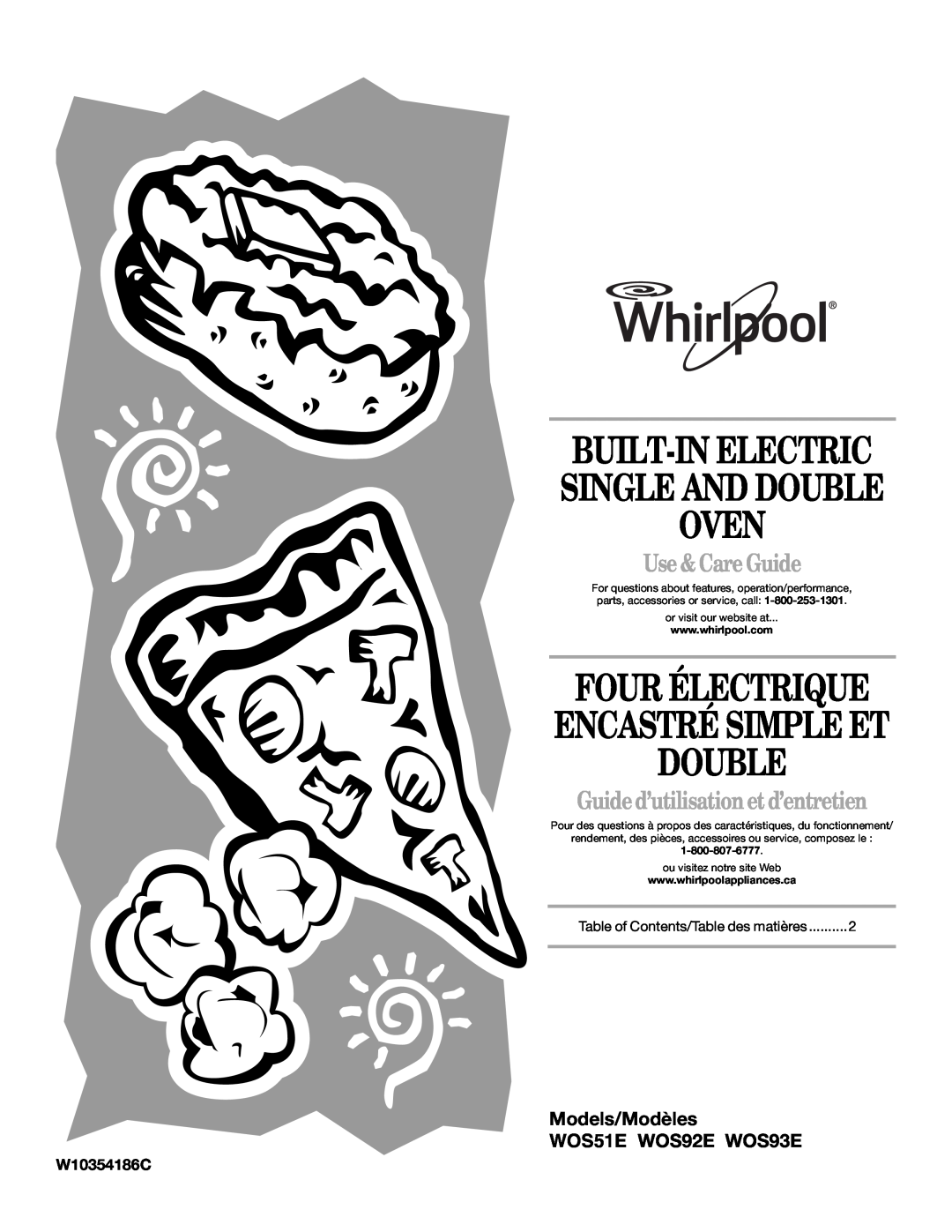 Whirlpool WOS92EC7AW manual W10354186C, Built-In Electric, Oven, Four Électrique, Single And Double, Use & Care Guide 