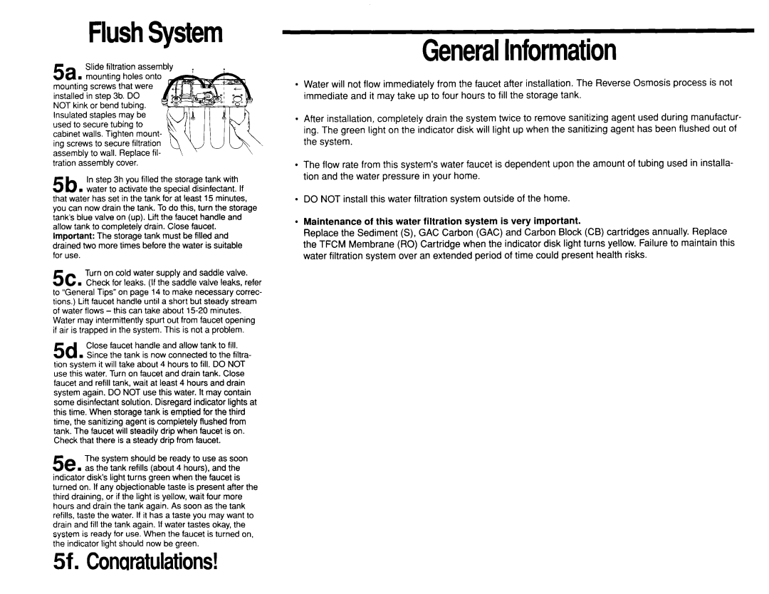 Whirlpool WSR413YW0 manual FlushSystem 