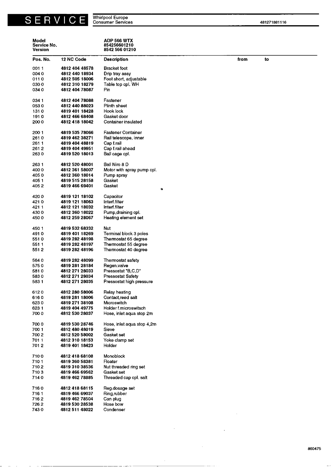 Whirlpool ADP 566 WTX service manual Lyj, Adp 