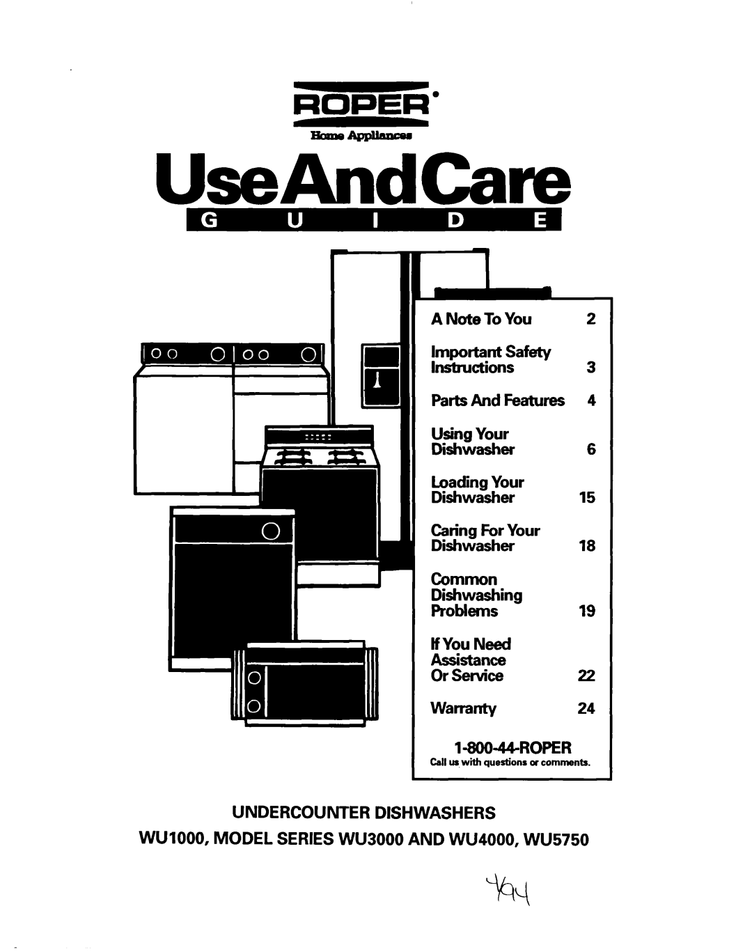 Whirlpool WU4000, WU5750, WU3000 warranty UseAndCare 