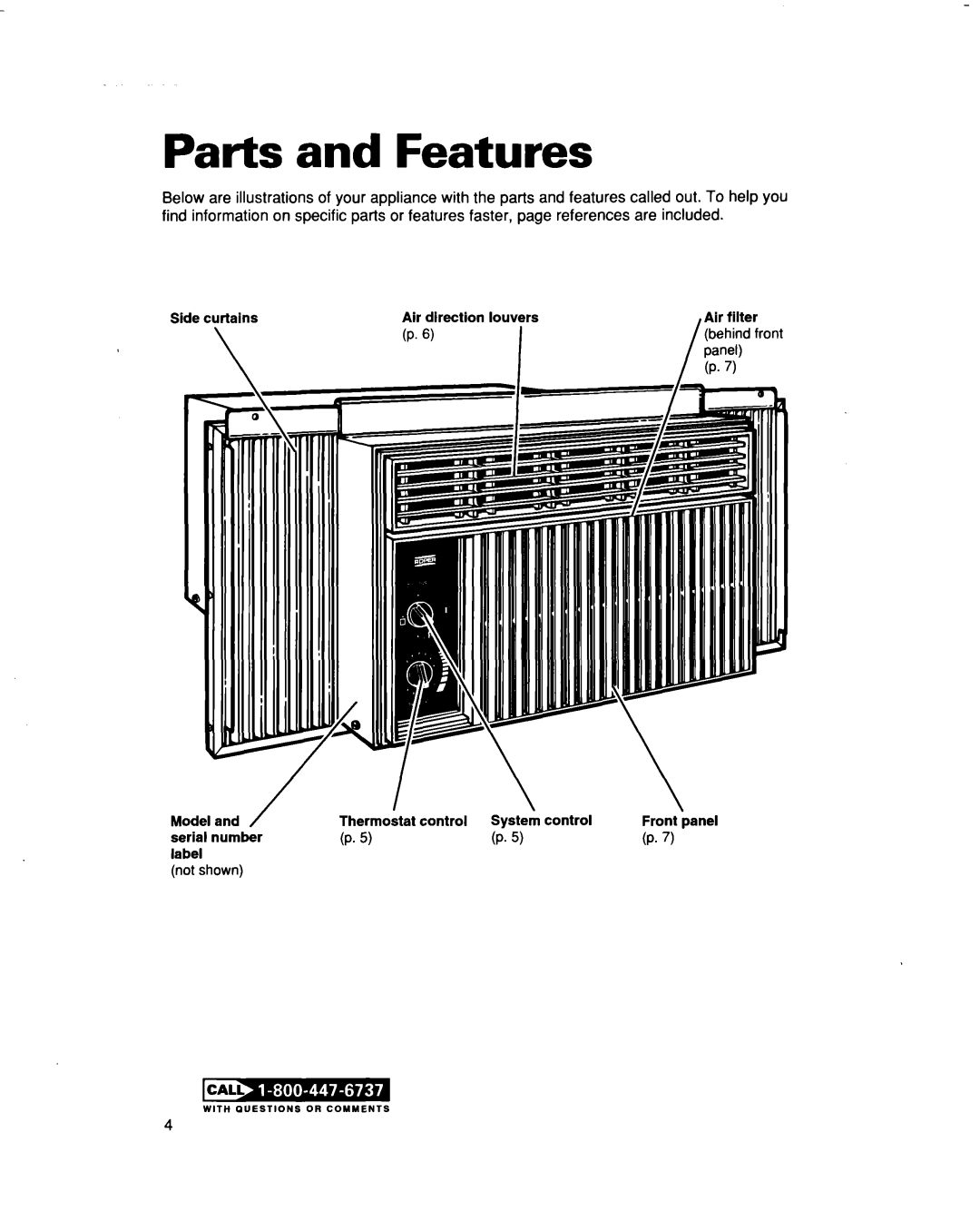 Whirlpool X07002X0, X05002X0 warranty Parts and Features 