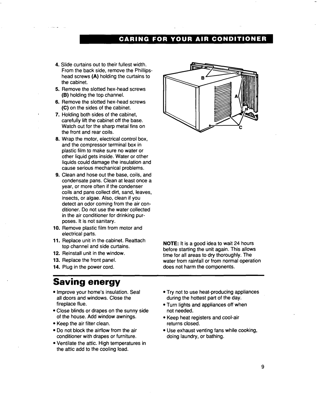 Whirlpool X05002X0, X07002X0 warranty Saving energy 