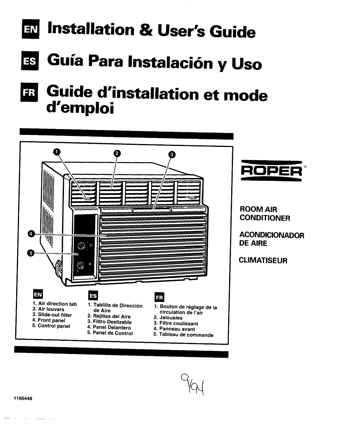 Whirlpool X18004D00 manual Room AIR Conditioner Acondicionador DE Aire, Slide-out 