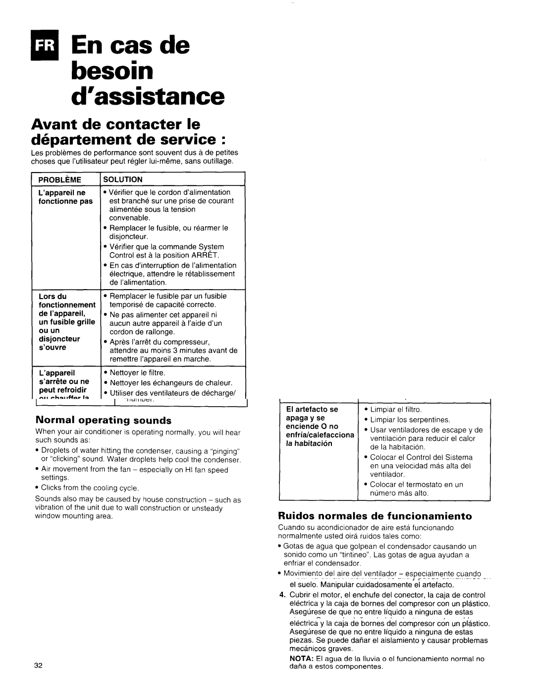 Whirlpool X18004D00 manual MEn cas de lbesoinI ’assistance, Avant de contacter le Departement de service 