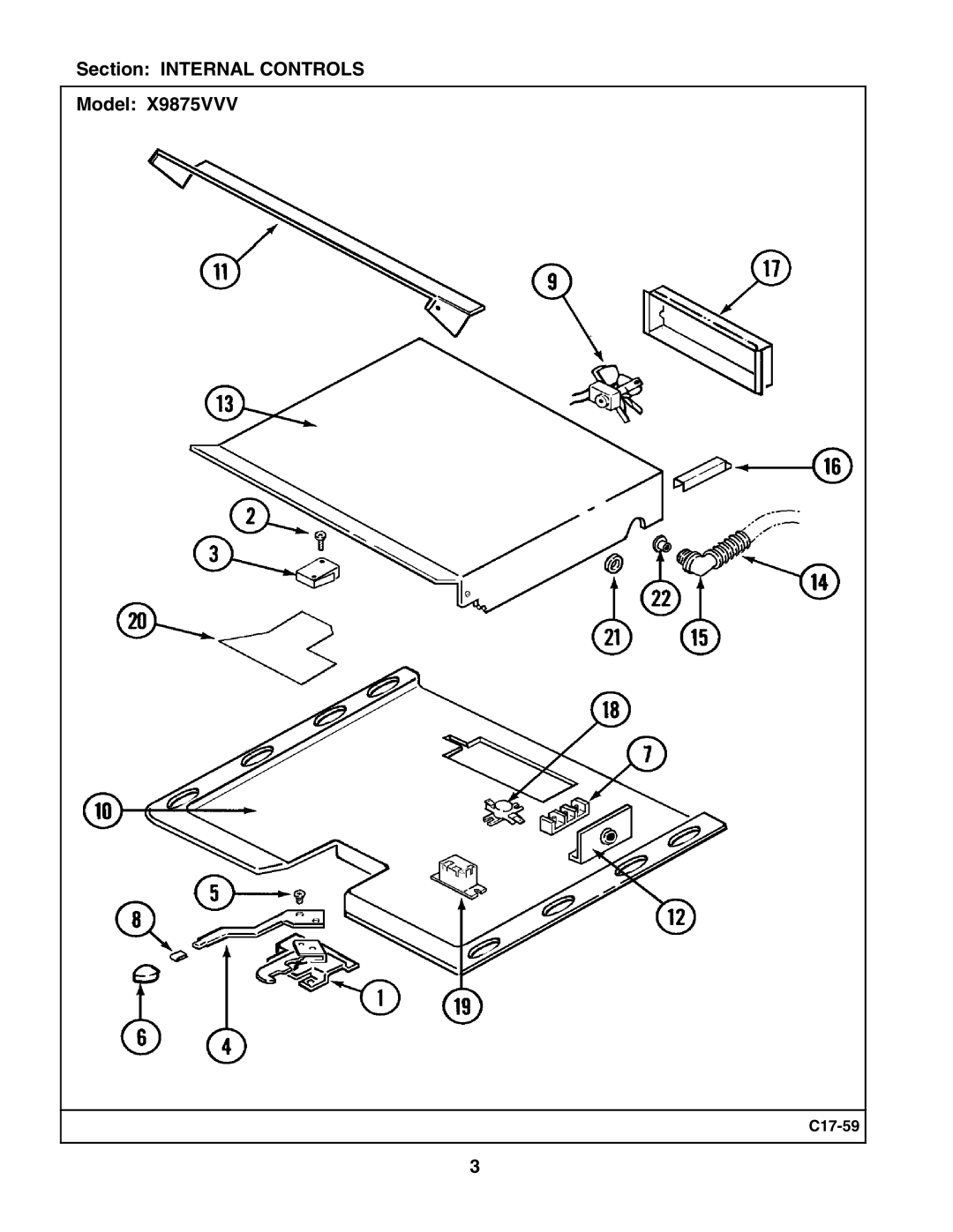 Whirlpool X9875VVV manual Section Internal Controls Model 