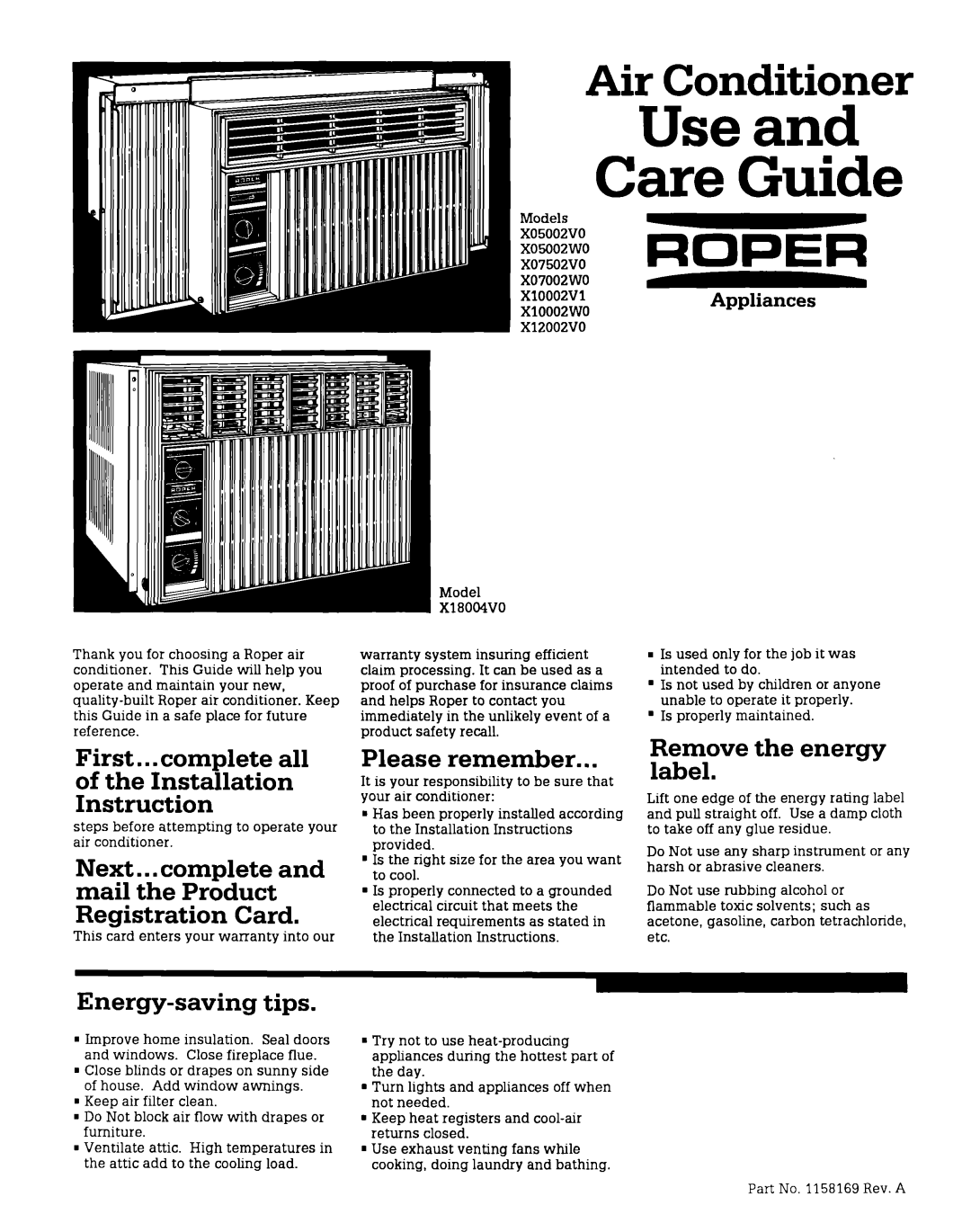 Whirlpool X10002V1 installation instructions First.. .complete all of the Installation Instruction, Please remember 