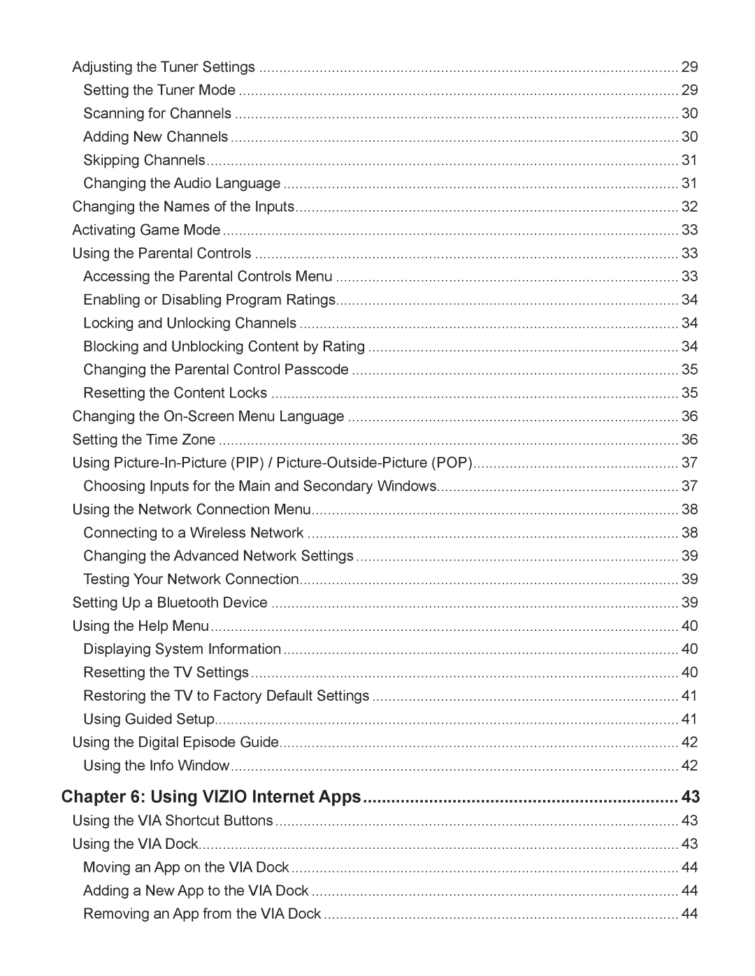 Whirlpool XVT3D424SV manual Using Vizio Internet Apps 