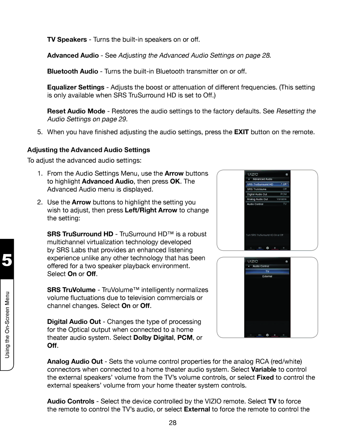 Whirlpool XVT3D424SV manual Advanced Audio See Adjusting the Advanced Audio Settings on 