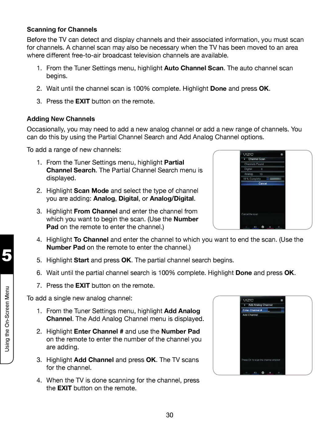 Whirlpool XVT3D424SV manual Scanning for Channels, Adding New Channels 